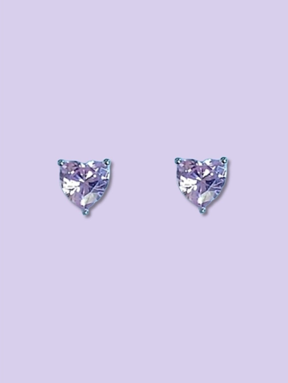 925 Pink Sapphire Cz Heart Earrings